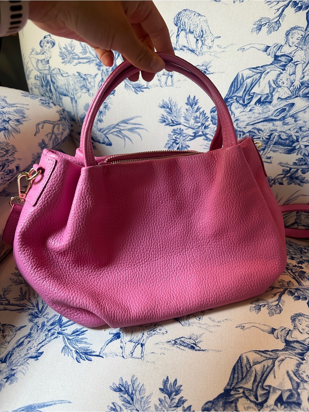 Genuine Leather Pink Handbag